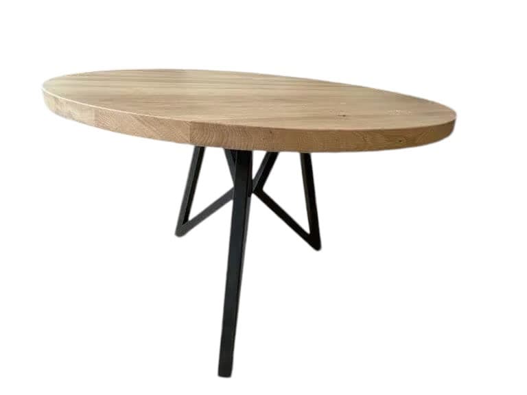 Eiken tafel rond met butterfly poot