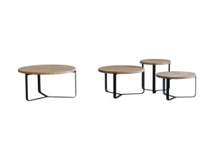 Eiken salontafel met zwart onderstel model Lidia