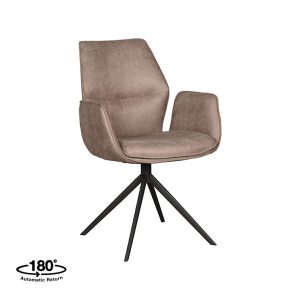 LABEL51 Eetkamerstoel Mellow - Taupe - Kunstleder - Zwart Metalen Frame