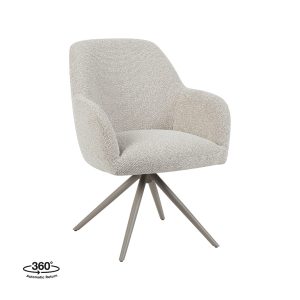 LABEL51 Eetkamerstoel Sayuri - Naturel - Boucle - Taupe Metalen Frame