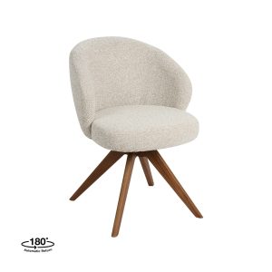 LABEL51 Eetkamerstoel Sabi - Naturel - Boucle - Walnoot Houten Frame