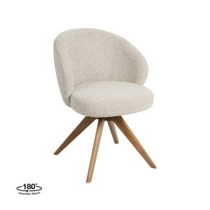 LABEL51 Eetkamerstoel Sabi - Naturel - Boucle - Naturel Houten Frame