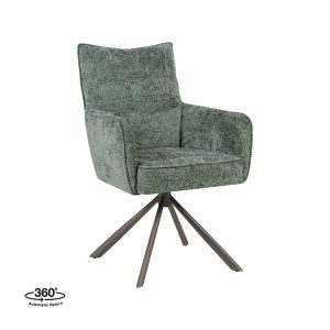 LABEL51 Eetkamerstoel Dubai - Hunter - Chenille - Brons Metalen Frame
