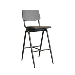 LABEL51 Barkruk Solid - Zwart - Hout - Hoog