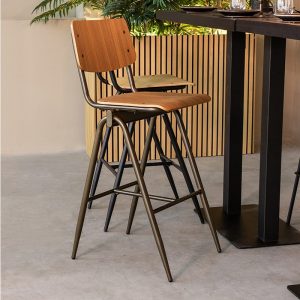 LABEL51 Barkruk Solid - Walnoot - Hout - Hoog