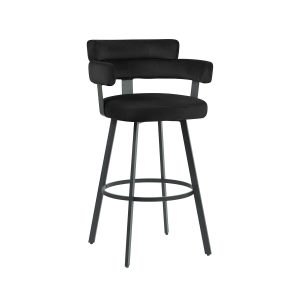 LABEL51 Barkruk Bardio - Zwart - Fluweel - Hoog