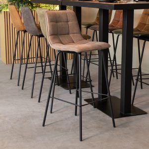 LABEL51 Barkruk Bistro - Taupe - Micro Suede - Hoog