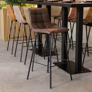 LABEL51 Barkruk Bistro - Antraciet - Micro Suede - Hoog