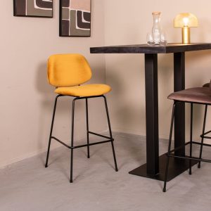 LABEL51 Barkruk Bello - Oker - Fluweel - Hoog