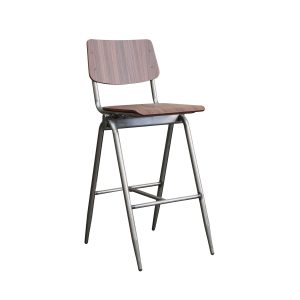 LABEL51 Barkruk Solid - Donkerbruin - Hout - Hoog