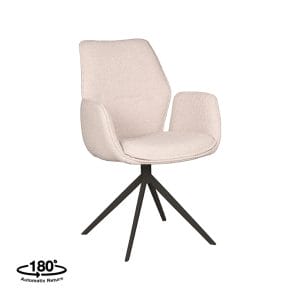 LABEL51 Eetkamerstoel Mellow - Naturel - Boucle - Zwart Metalen Frame